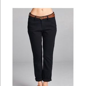 Cotton Spandex Pants w/Belt